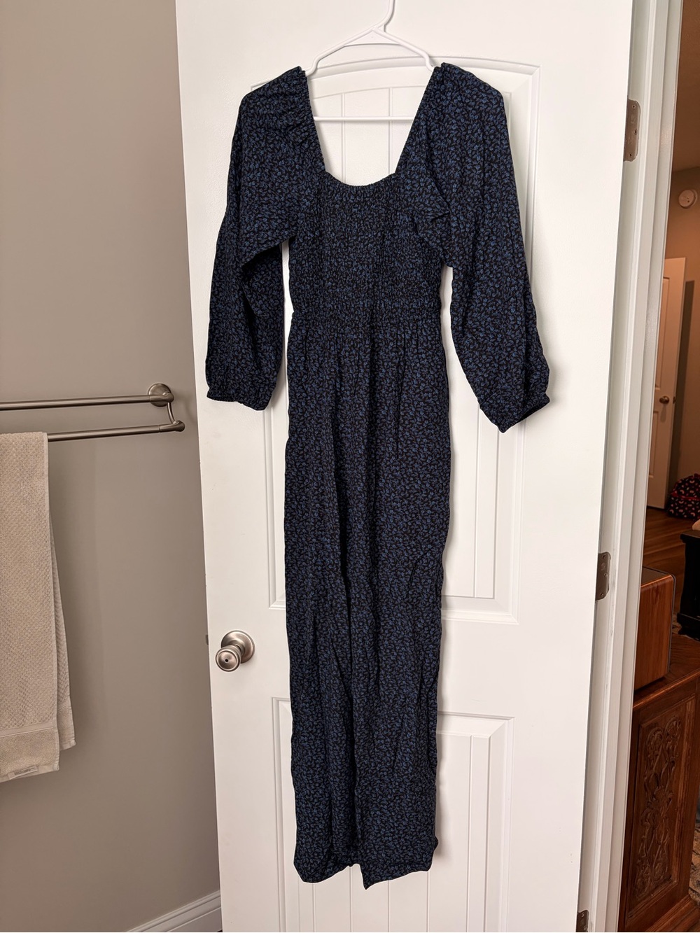 NWT- Madewell Women's Navy Floral Smocked Romper